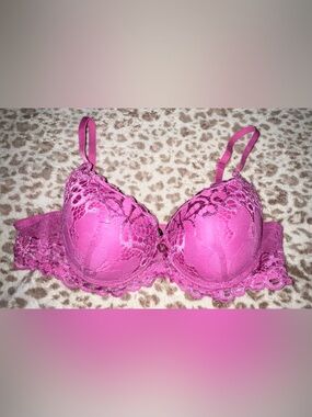 XOXO Hot Pink Lace Underwire Push-Up Bra